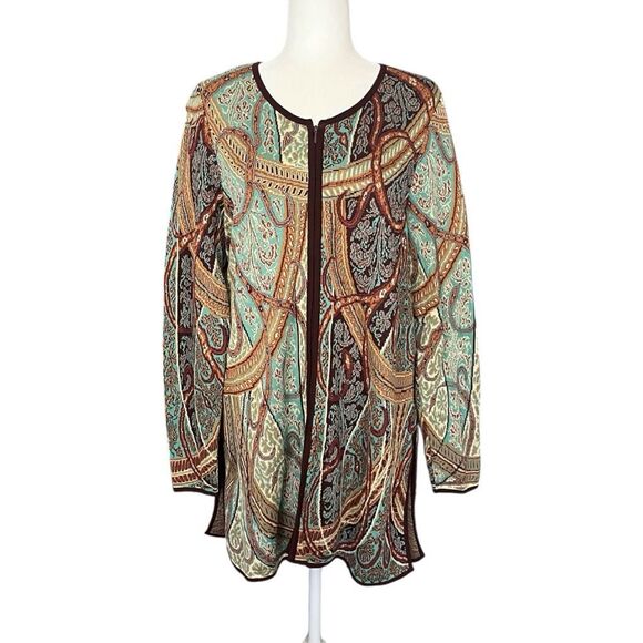 Peruvian Connection Long Cardigan Paisley Multicolor Size XL - Picture 2 of 6